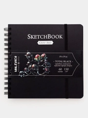 Скетчбук Малевичъ для графики Graf'Art, Total Black, 150 г/м, 19x19 см, 60л