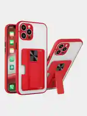 Красный чехол с карманом для карт на iPhone 7, 8, XR, 11, 12, 13, Pro, Max, SE, магнит, подставка