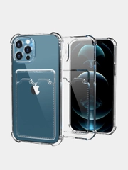Чехол для iPhone 11 / 12 / 13 / 14Pro Max / mini, с защитой камеры и карманом для карт