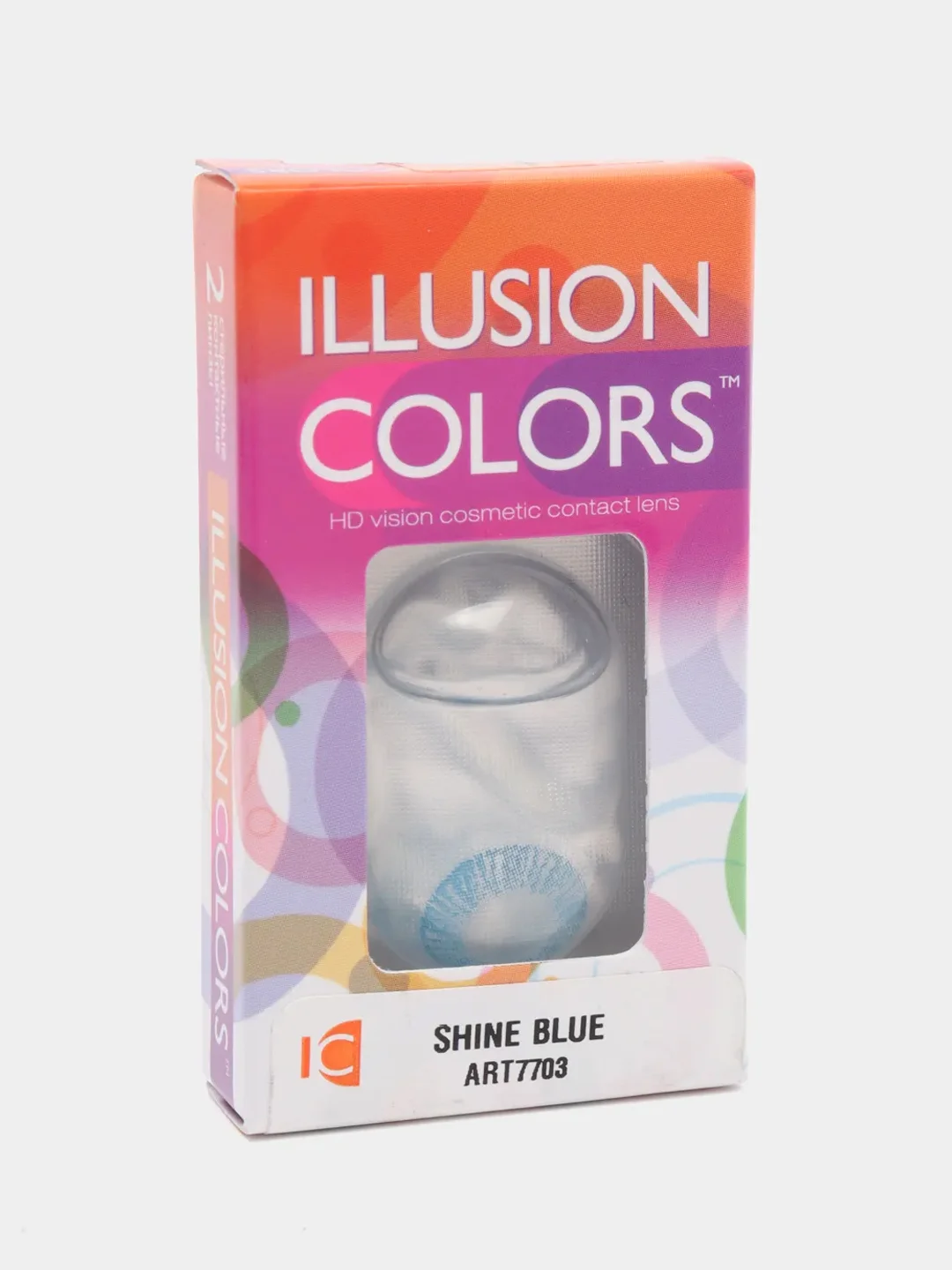 Голубой цветные контактные линзы Illusion colors Shine, 2 шт, 3 месяца