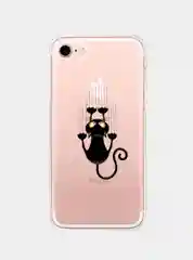Черный чехол прозрачный силиконовый с милыми животными для iPhone 11, XR, X / XS, 7 / 8