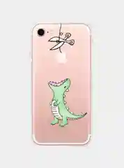 Зеленый чехол прозрачный силиконовый с милыми животными для iPhone 11, XR, X / XS, 7 / 8