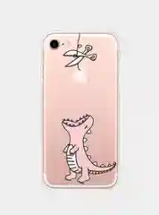Розовый чехол прозрачный силиконовый с милыми животными для iPhone 11, XR, X / XS, 7 / 8