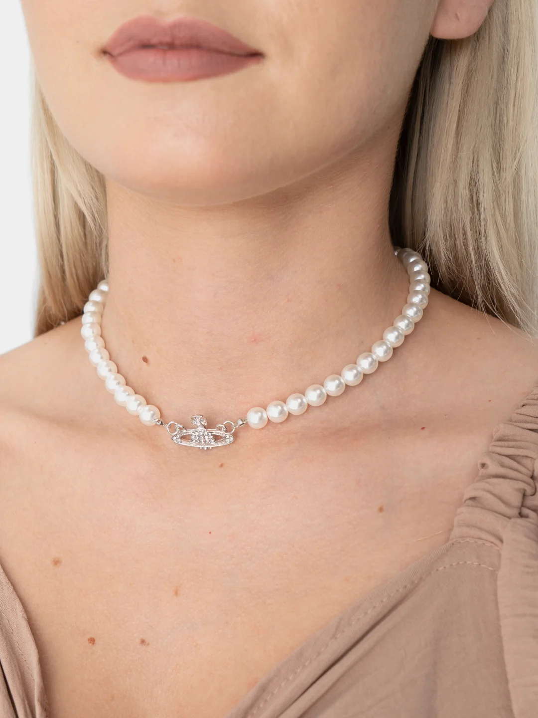 Серебряный колье из жемчуга, чекер, жемчужное колье, бусы, ожерелье из жемчуга,чёкер