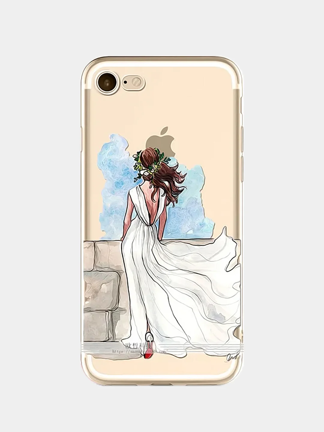 Красный чехол для Apple iPhone 6/6s / 6 Plus/6s Plus / 7/8 / 7 Plus/8 Plus / 11 / 11 PRO / 11 PRO MAX / XS Max / XR / X/XS  прозрачный силиконовый Девушки