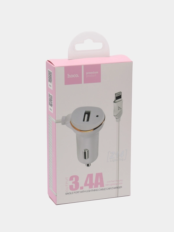 Автомобильная зарядка Hoco Z14, Lightning 8-pin, 3.4A, 1 USB