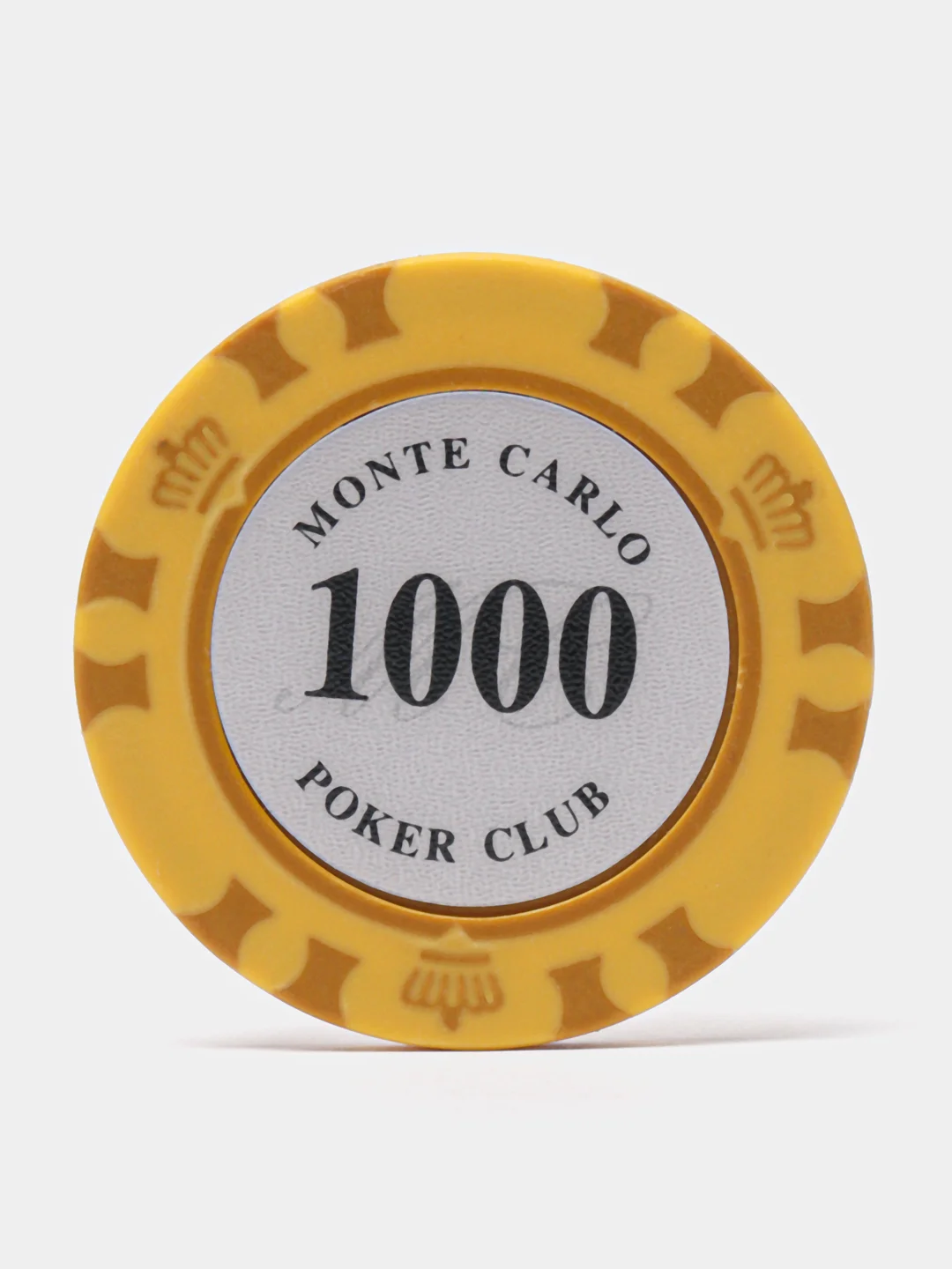 Желтый фишки для покера Monte Carlo 14 грамм, номинал 1, 5, 10, 25, 50, 100, 500, 1000 по 25 штук