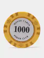 Желтый фишки для покера Monte Carlo 14 грамм, номинал 1, 5, 10, 25, 50, 100, 500, 1000 по 25 штук