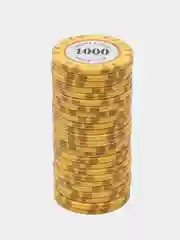 Желтый фишки для покера Monte Carlo 14 грамм, номинал 1, 5, 10, 25, 50, 100, 500, 1000 по 25 штук