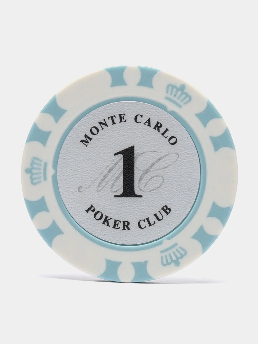 Белый фишки для покера Monte Carlo 14 грамм, номинал 1, 5, 10, 25, 50, 100, 500, 1000 по 25 штук