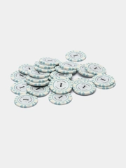 Фишки для покера Monte Carlo 14 грамм, номинал 1, 5, 10, 25, 50, 100, 500, 1000 по 25 штук