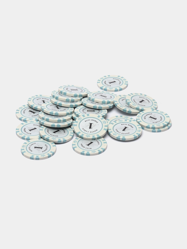 Фишки для покера Monte Carlo 14 грамм, номинал 1, 5, 10, 25, 50, 100, 500, 1000 по 25 штук