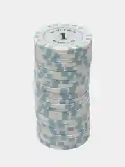Белый фишки для покера Monte Carlo 14 грамм, номинал 1, 5, 10, 25, 50, 100, 500, 1000 по 25 штук