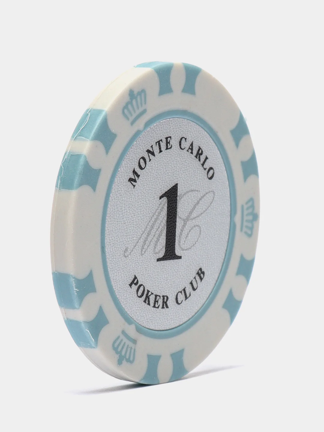 Белый фишки для покера Monte Carlo 14 грамм, номинал 1, 5, 10, 25, 50, 100, 500, 1000 по 25 штук