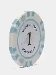 Белый фишки для покера Monte Carlo 14 грамм, номинал 1, 5, 10, 25, 50, 100, 500, 1000 по 25 штук
