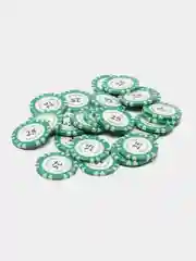 Зеленый фишки для покера Monte Carlo 14 грамм, номинал 1, 5, 10, 25, 50, 100, 500, 1000 по 25 штук
