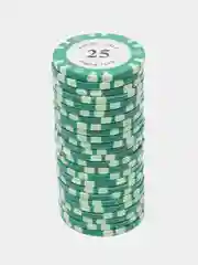 Зеленый фишки для покера Monte Carlo 14 грамм, номинал 1, 5, 10, 25, 50, 100, 500, 1000 по 25 штук