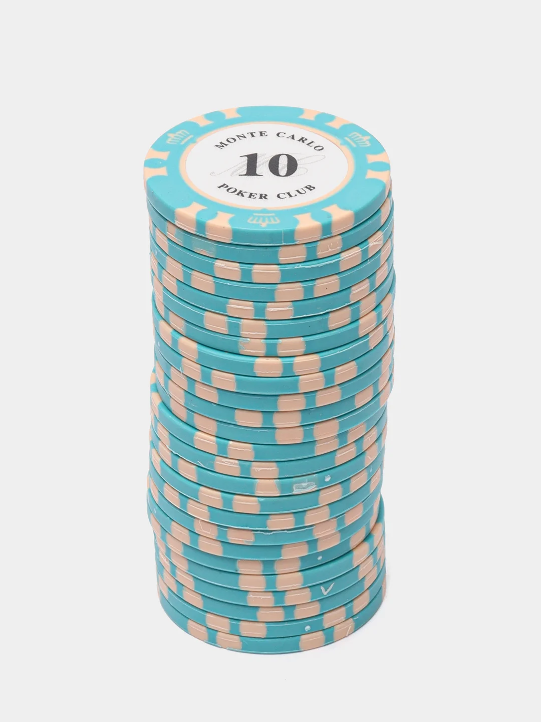 Голубой фишки для покера Monte Carlo 14 грамм, номинал 1, 5, 10, 25, 50, 100, 500, 1000 по 25 штук