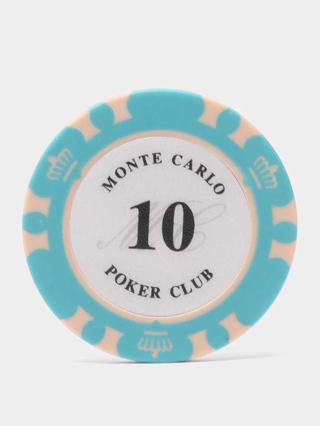Голубой фишки для покера Monte Carlo 14 грамм, номинал 1, 5, 10, 25, 50, 100, 500, 1000 по 25 штук