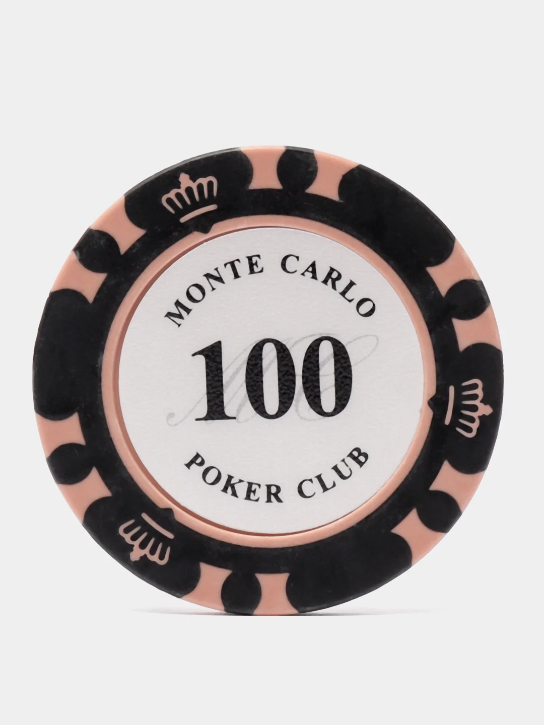 Черный фишки для покера Monte Carlo 14 грамм, номинал 1, 5, 10, 25, 50, 100, 500, 1000 по 25 штук