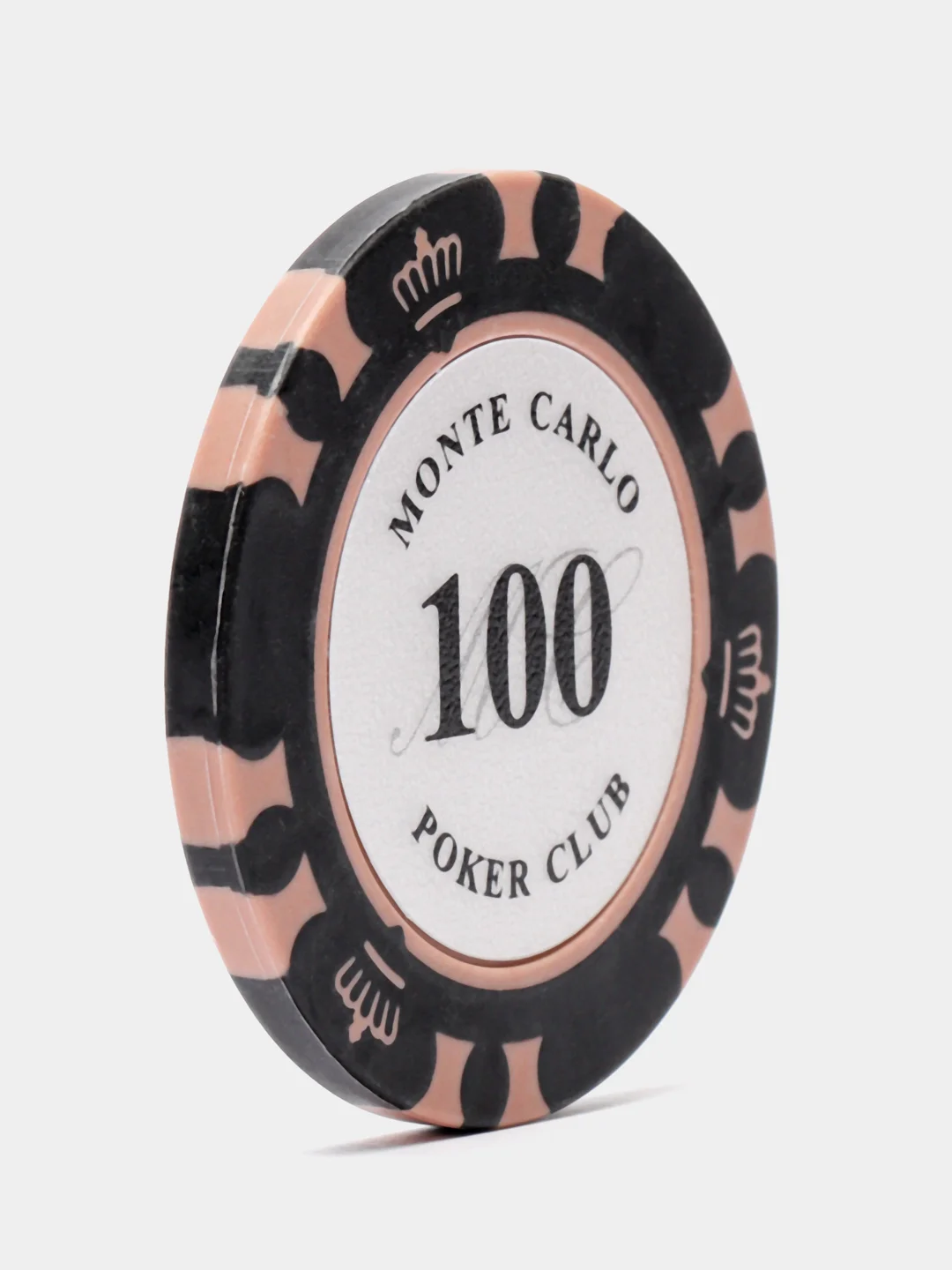 Черный фишки для покера Monte Carlo 14 грамм, номинал 1, 5, 10, 25, 50, 100, 500, 1000 по 25 штук