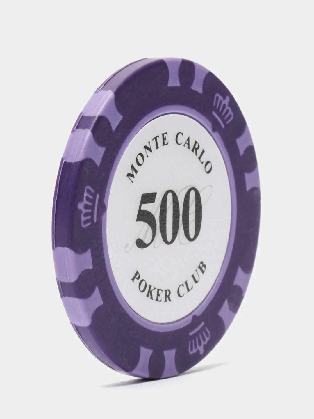 Фиолетовый фишки для покера Monte Carlo 14 грамм, номинал 1, 5, 10, 25, 50, 100, 500, 1000 по 25 штук