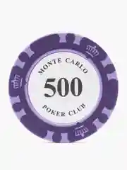 Фиолетовый фишки для покера Monte Carlo 14 грамм, номинал 1, 5, 10, 25, 50, 100, 500, 1000 по 25 штук