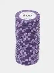 Фиолетовый фишки для покера Monte Carlo 14 грамм, номинал 1, 5, 10, 25, 50, 100, 500, 1000 по 25 штук