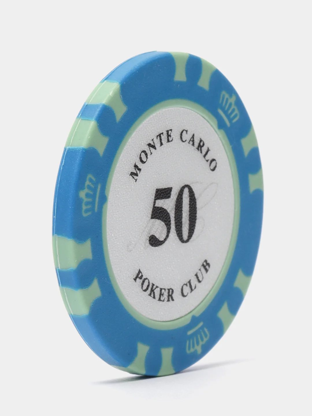 Синий фишки для покера Monte Carlo 14 грамм, номинал 1, 5, 10, 25, 50, 100, 500, 1000 по 25 штук
