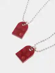 Багровый цепочка парная "Сердечки-конструктор", с подвеской