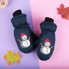 Синий меланж детские варежки