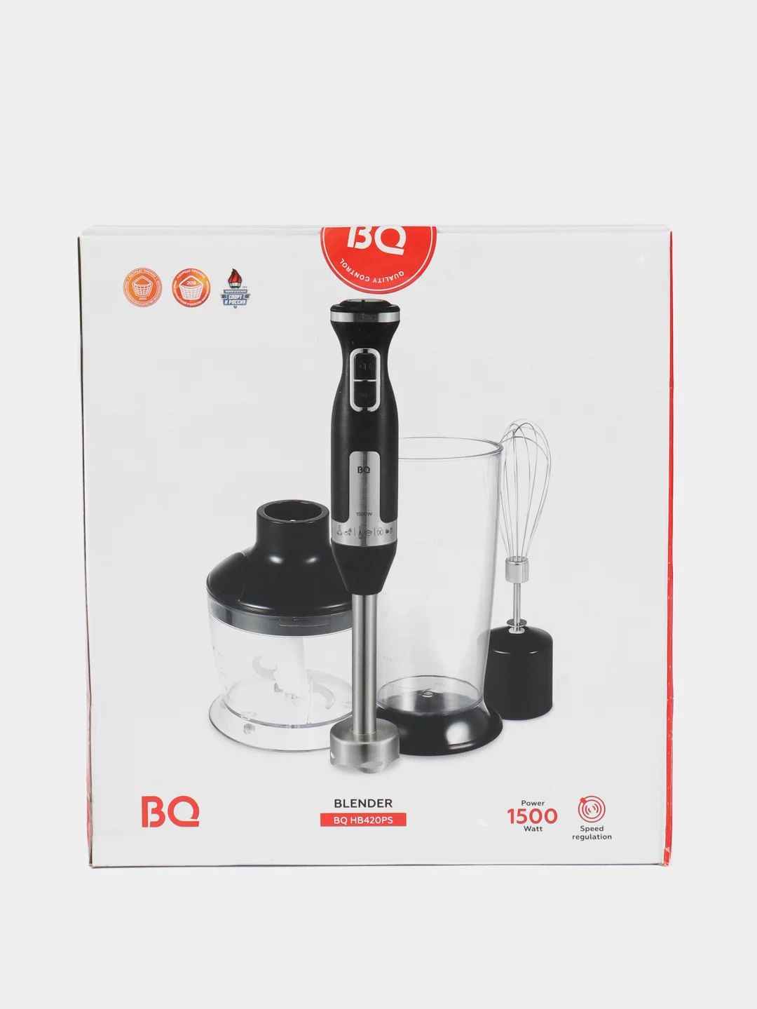 Черный ручной блендер BQ HB420PS, миксер 1500 Вт, измельчитель 3в1, 2 РЕЖИМА, ТУРБО РЕЖИМ