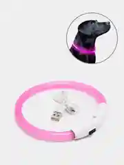 Фуксия светящийся LED ошейник силиконовый для собак на USB зарядке