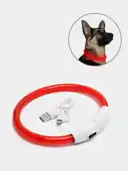 Красный светящийся LED ошейник силиконовый для собак на USB зарядке