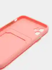 Розовый чехол с карманом для карт iPhone XR, 11, 12Pro, 13Pro, цветной силикон