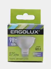 Лампа светодиодная GU5.3 Ergolux, 9 Вт, лампочка JCDR