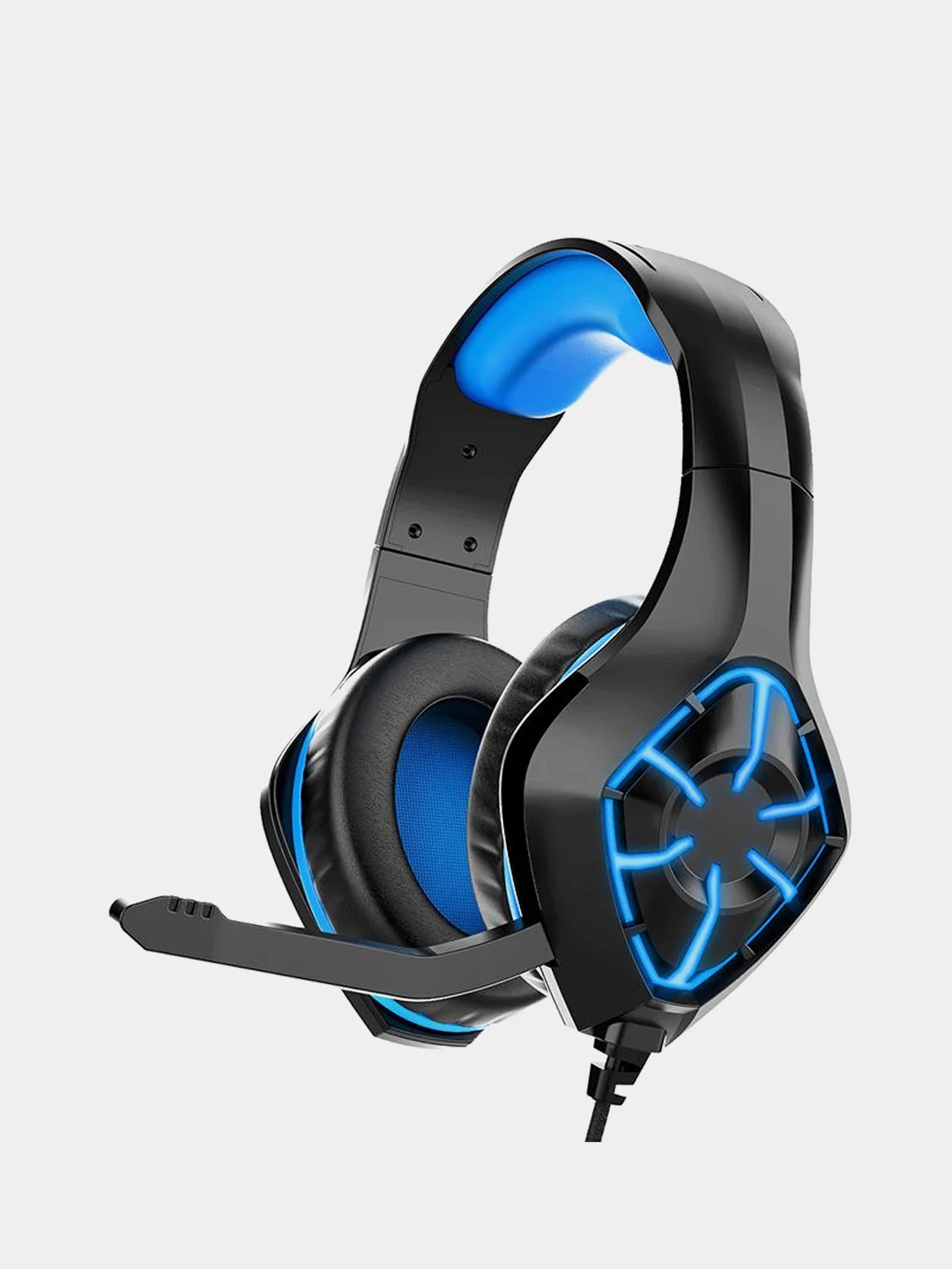 Синий игровая полноразмерная гарнитура RGB, проводные наушники, USB, 2 х 3.5, переходник