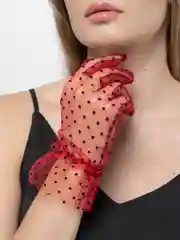 Вишнёвый прозрачные женские перчатки, в горошек, перчатки гипюровые, сетчатые перчатки