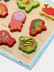 Кремовый деревянная рамка с вкладышами, развивающая игрушка