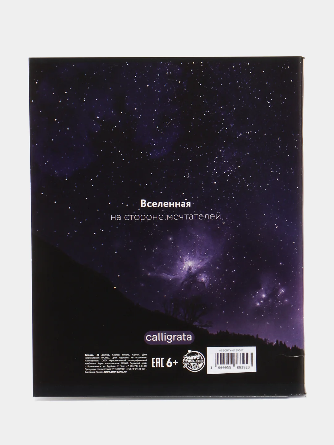 Тетрадь Calligrata "Космос", 48 листов, в клетку, обложка мелованный картон