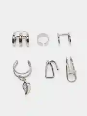 Серебряный серьги-каффы с подвеской, регулируемые, набор из 7 штук