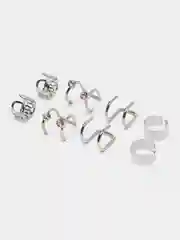 Серебряный серьги-каффы, набор 12 штук, унисекс