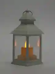 Белый светильник-ночник в виде фонаря с LED свечой, 14*6*6см,декор для дома