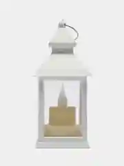 Белый светильник-ночник в виде фонаря с LED свечой, 14*6*6см,декор для дома