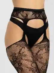 Белый чулки эротические, в сетку, со стразами