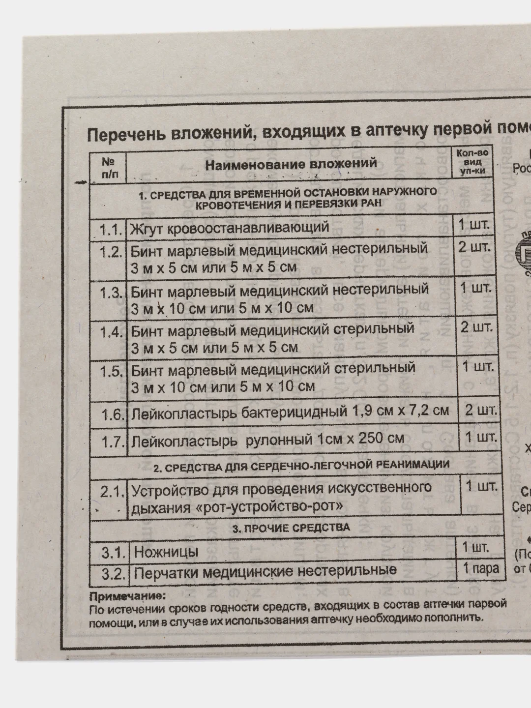 Аптечка первой помощи транспортная "ФЭСТ", перечень №2