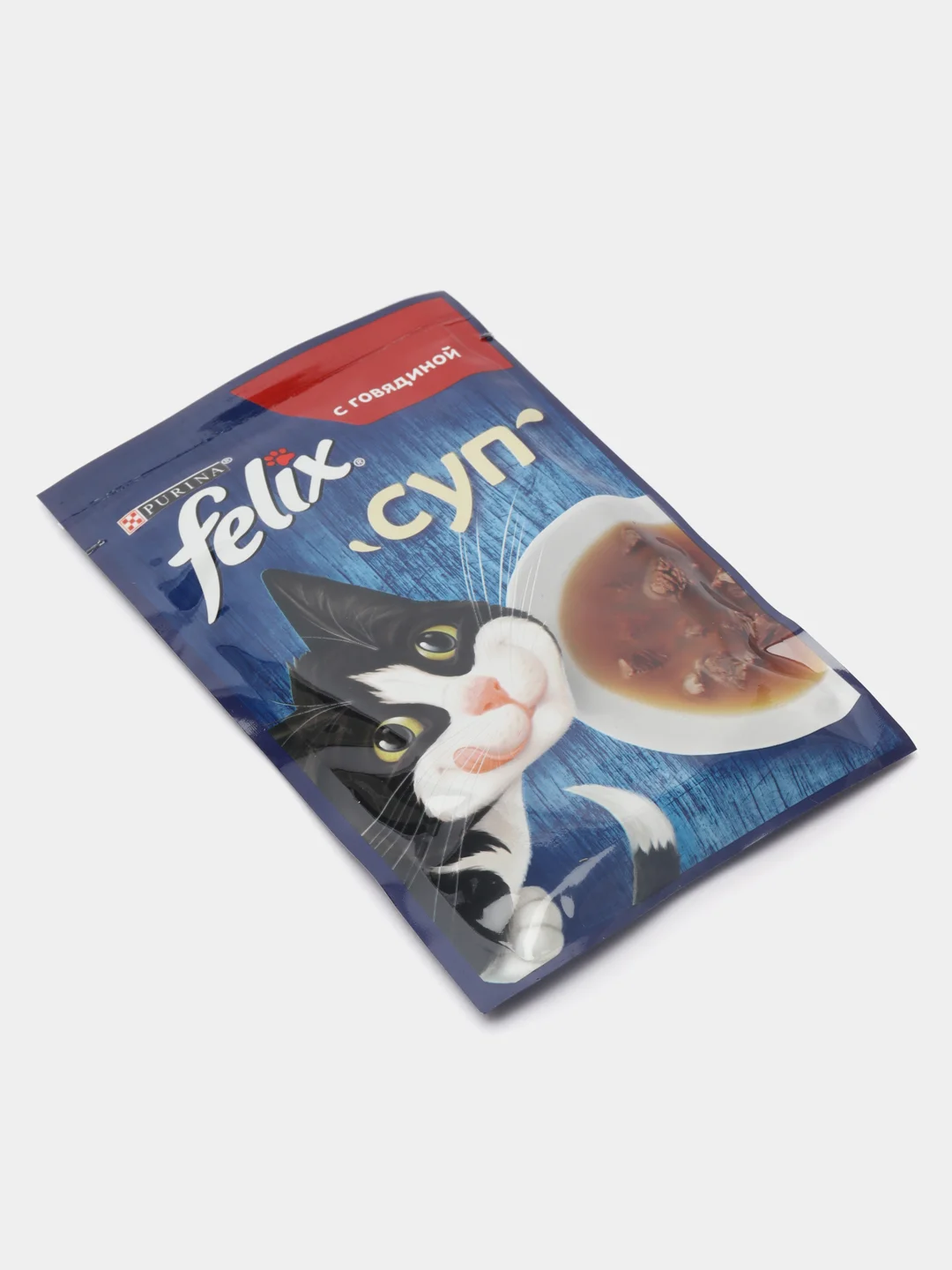 Влажный корм Felix "Суп" для взрослых кошек, с говядиной, 36 штук, 48 г