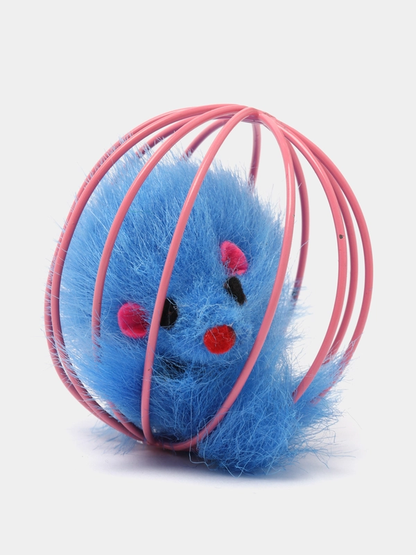 Игрушка-дразнилка для кошек, мышка в клетке
