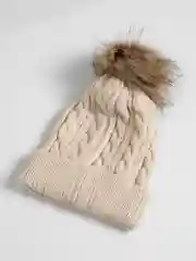 Кремовый шапка, детская, вязаная, зимняя, унисекс