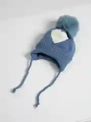 Голубой шапка детская, вязаная